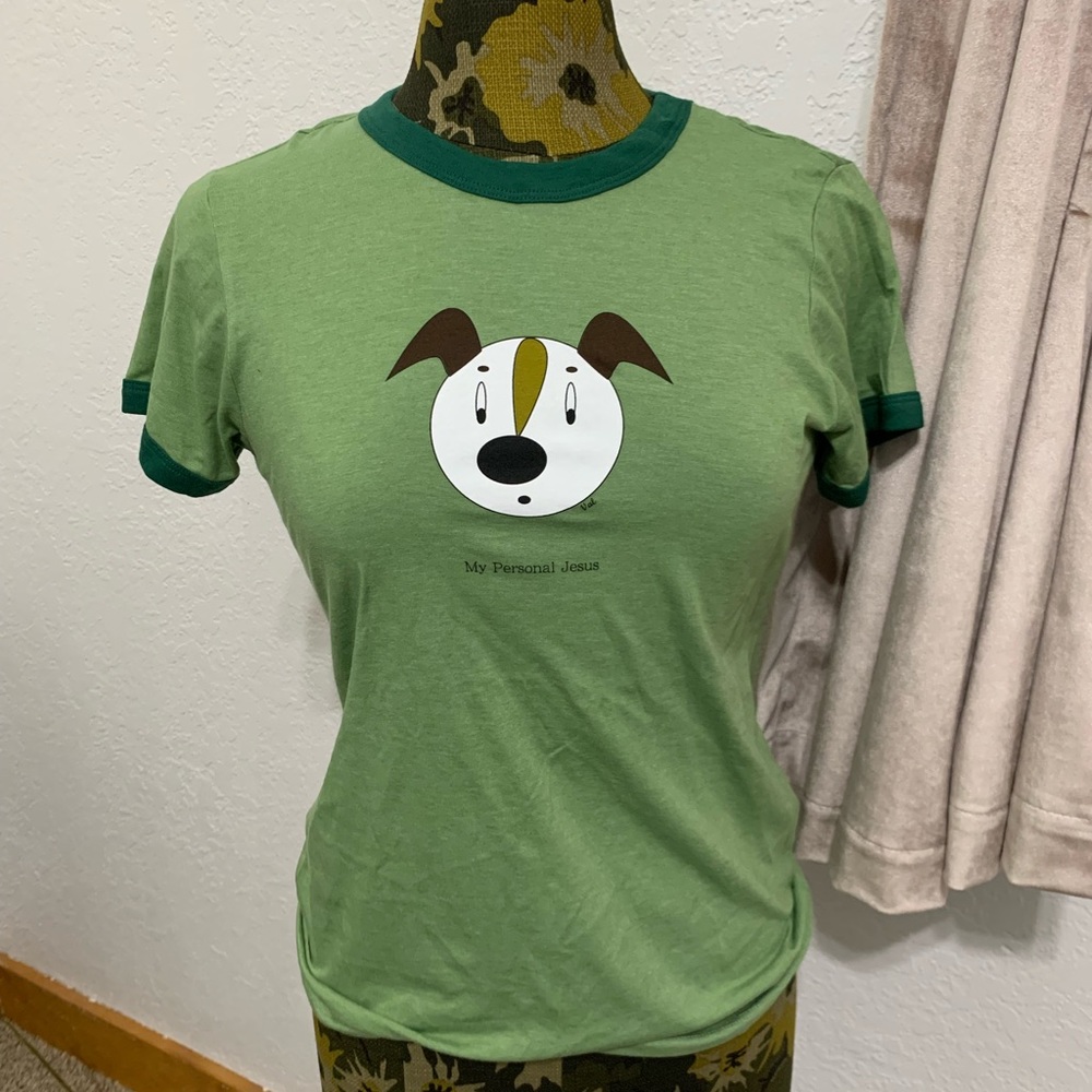 My Personal Jesus Dog Lover T-shirt Terrier Green Cartoon Animated Clothes